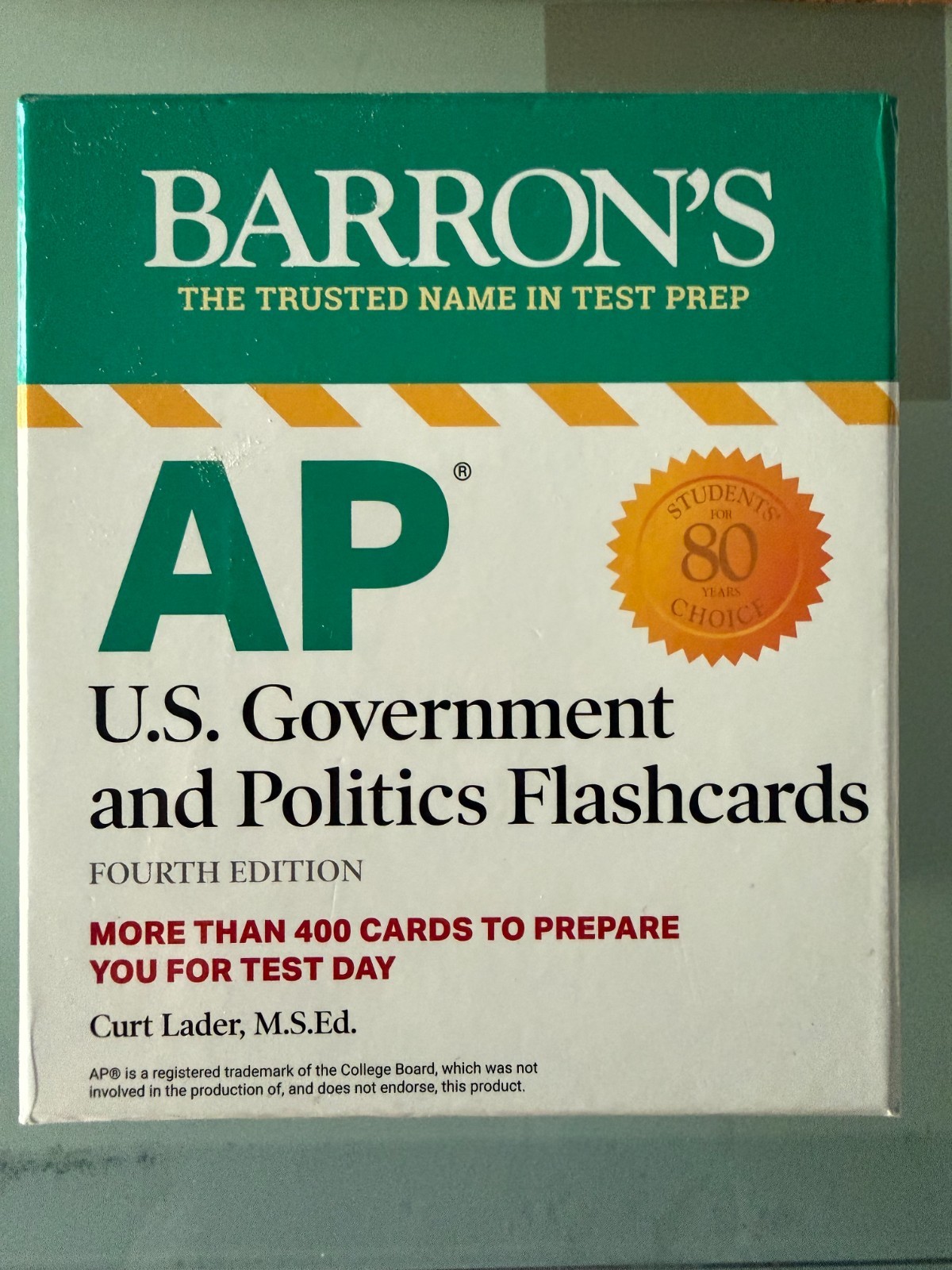 AP US Government & Politics Flash Card Set Barron’s Test Prep 4th Edition