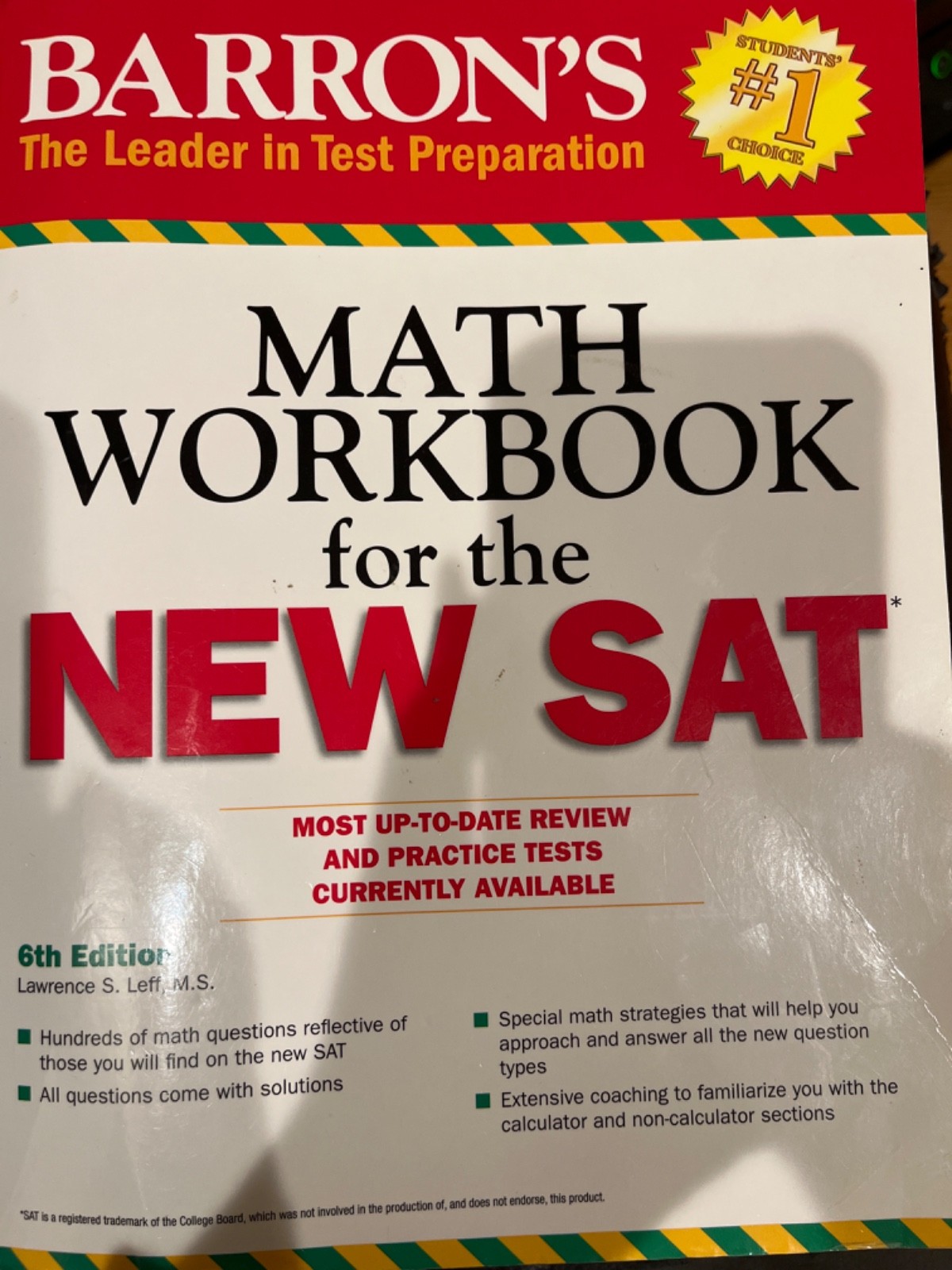 LIKE NEW Barron’s 2016, 6th Edition, Math Workbook for the New SAT