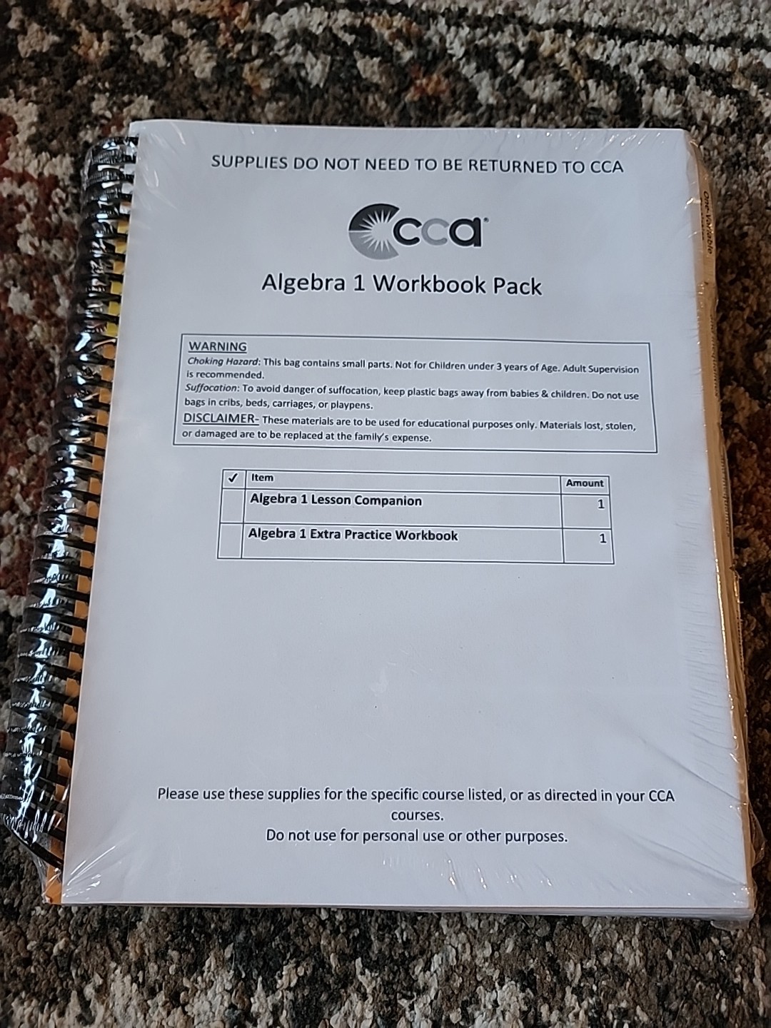 CCA Algebra 1 Workbook Pack Lesson And Practice New Homeschool
