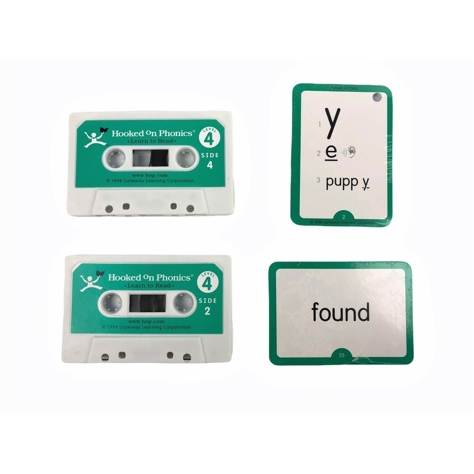 Hooked on Phonics Learn To Read Level 4 Green Flash Cards & Cassettes Tapes ONLY