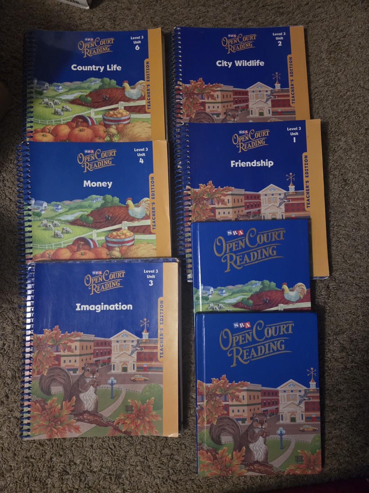 SRA Open Court READING 3rd Grade 3 Teacher Edition 5 Volume Set and 2 Textbooks