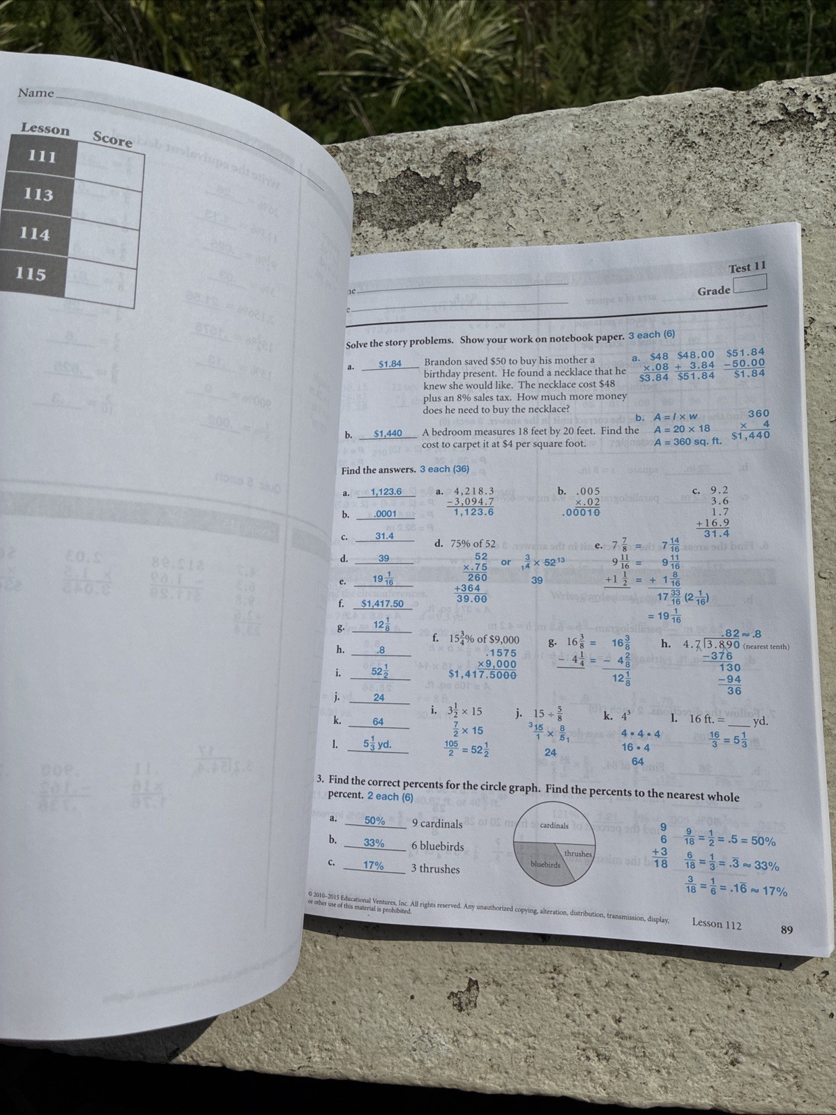 Abeka Arithmetic Work Text 6 Fourth Edition, Answer Key, Teacher Quiz, Test Key