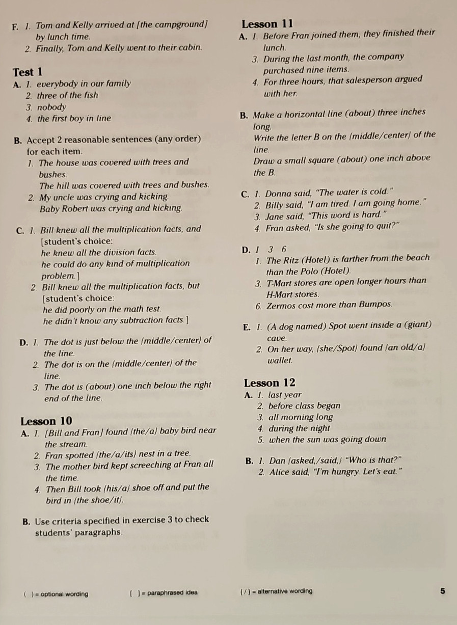 SRA Reading Mastery Language Arts Answer Key Grade 4