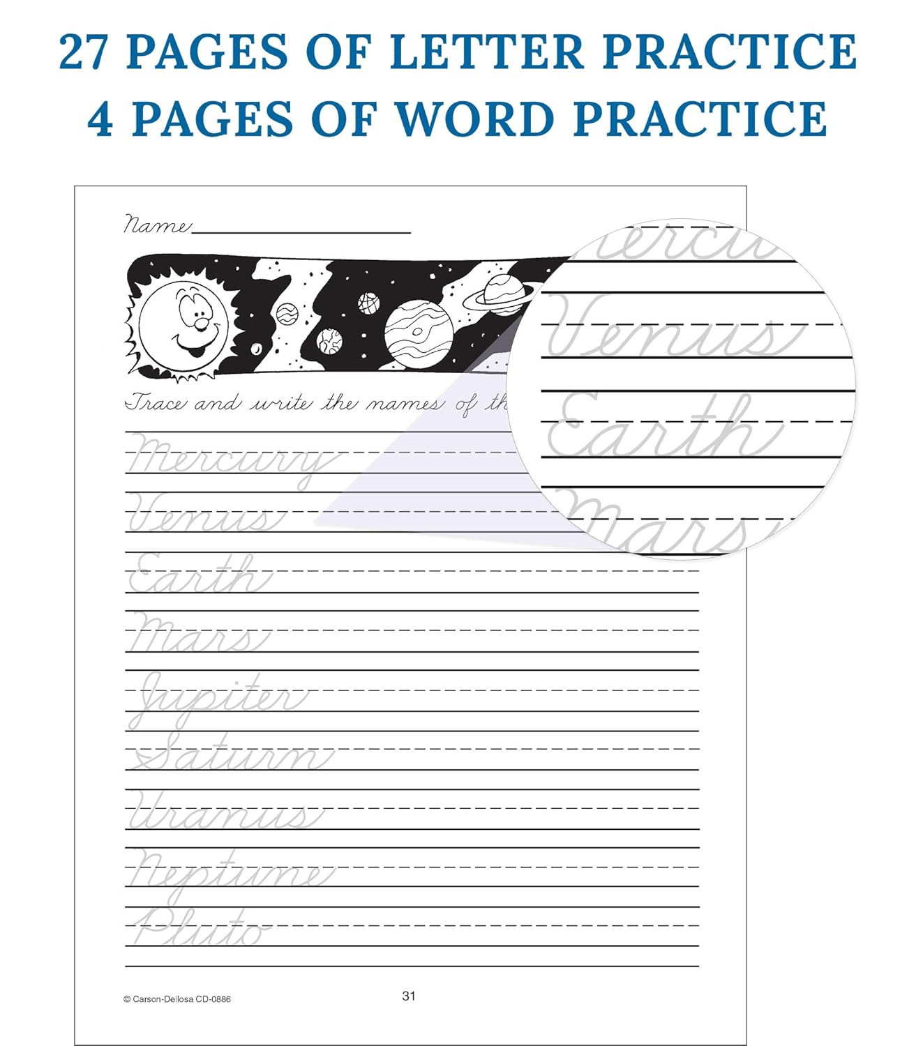 Carson Dellosa Beginning Cursive Handwriting Workbook, Traditional Writing Book