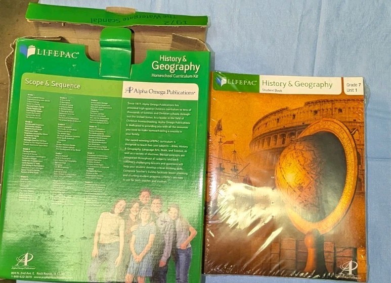 LIFEPAC 7th Grade History & Geography Set New In Plastic. Box Damaged.
