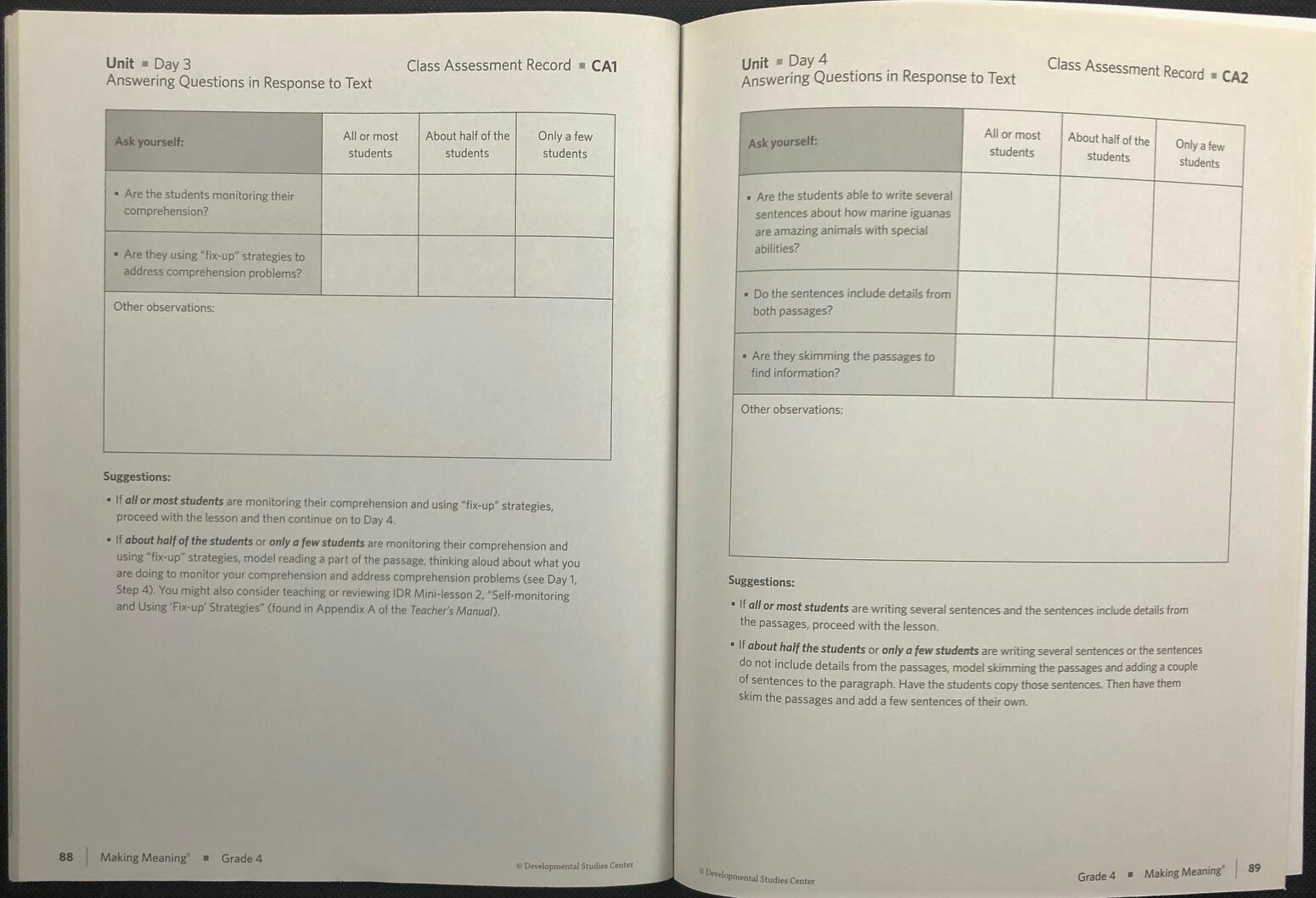 4th – Making Meaning READING ASSESSMENT PREP GUIDE/ASSESSMENT RESOURCE (2015)