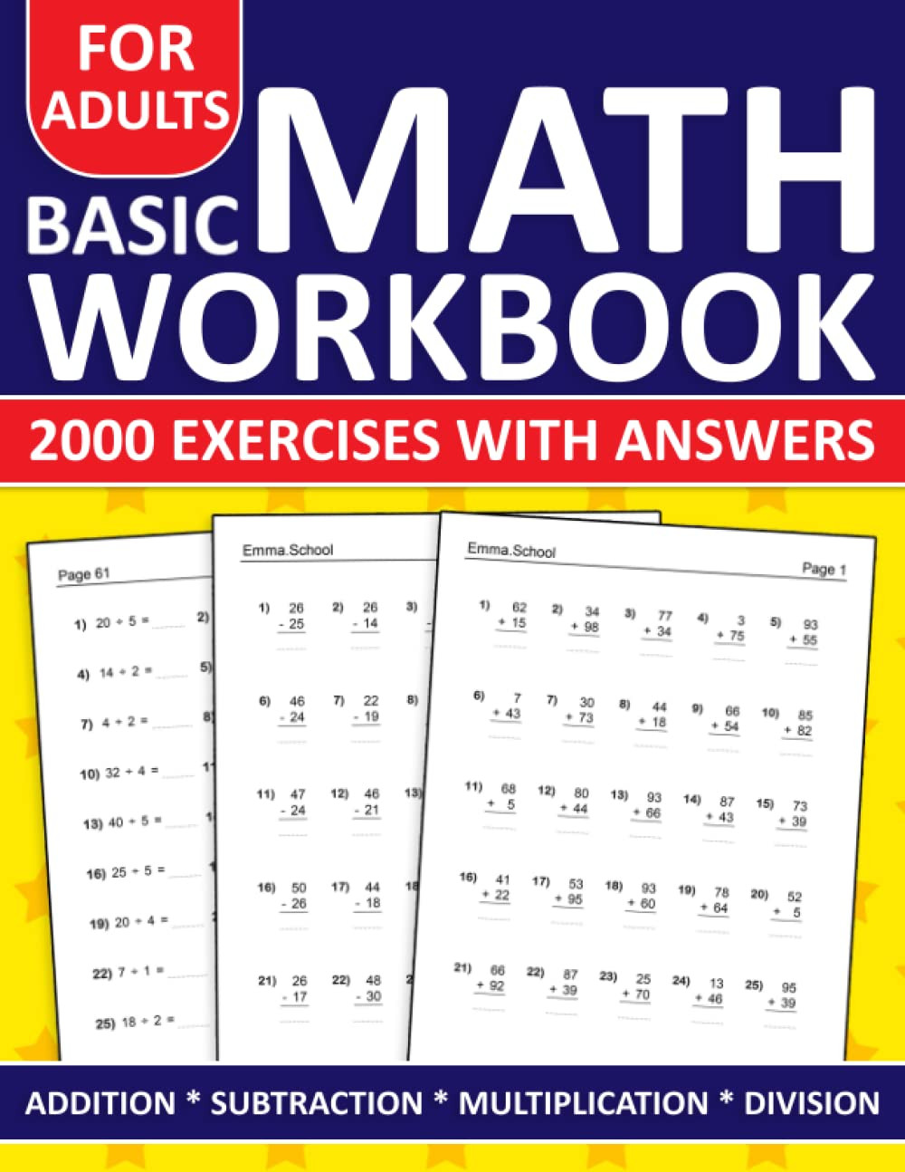 Basic Math Workbook for Addition,Subtraction,Multiplication and Division Exerci
