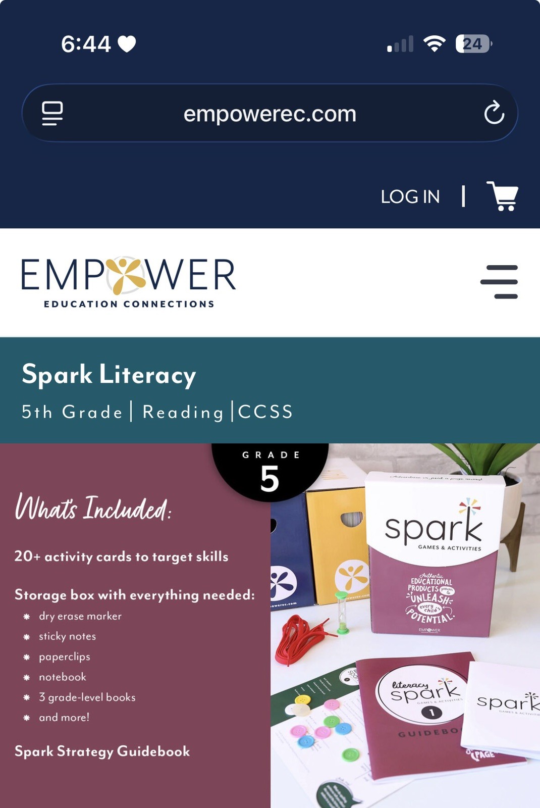 Spark Games Literacy Boxed Kit Grade 5 English Language Arts (Complete Set) NIB
