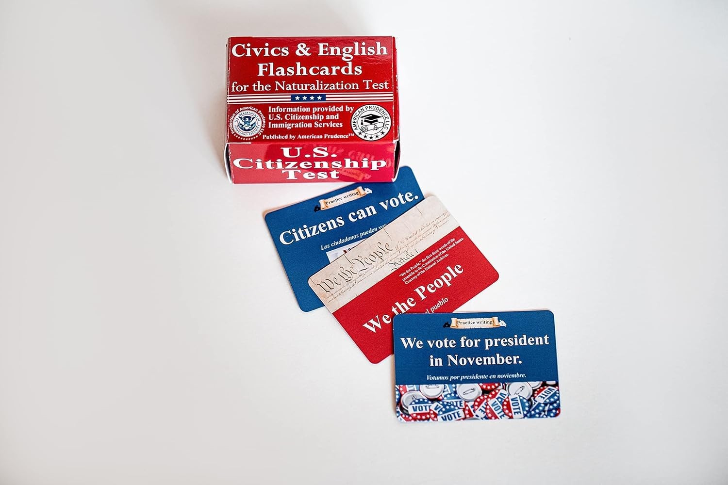 US Citizenship Study Guide Flashcards, English & Spanish, 100 Questions