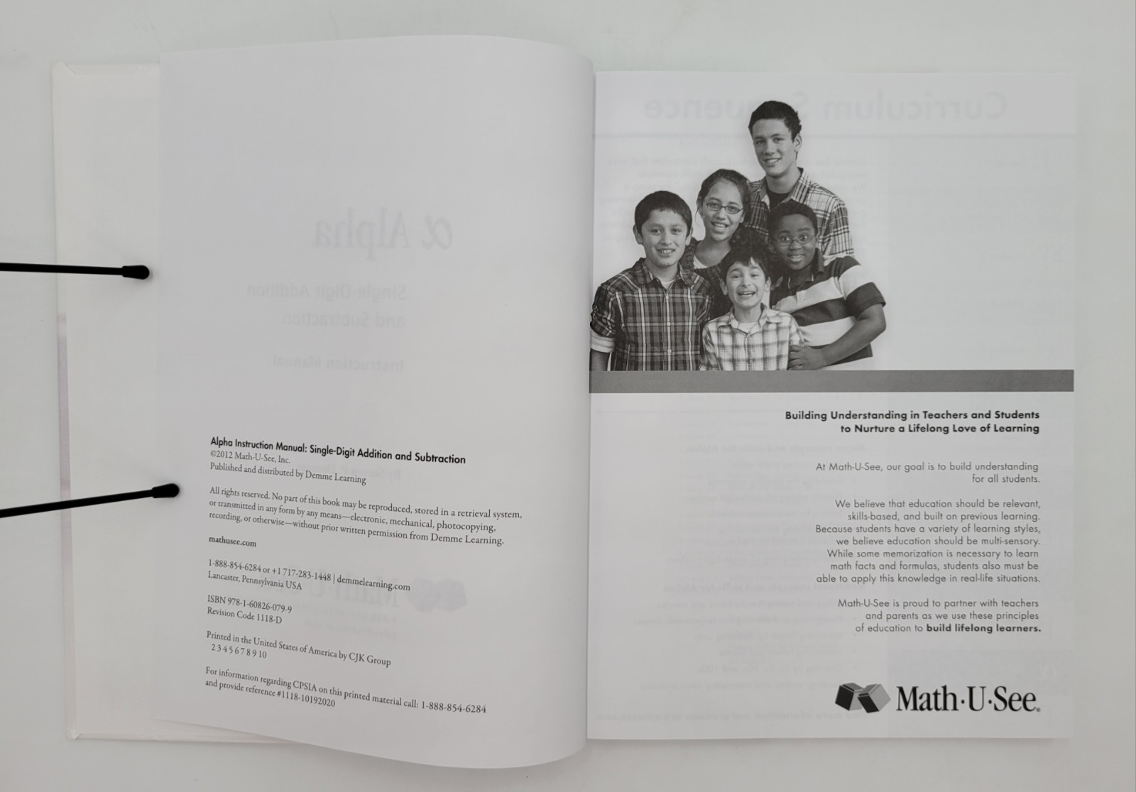 Math-U-See Alpha INSTRUCTION MANUAL Single-Digit Addition & Subtraction Used-VG+