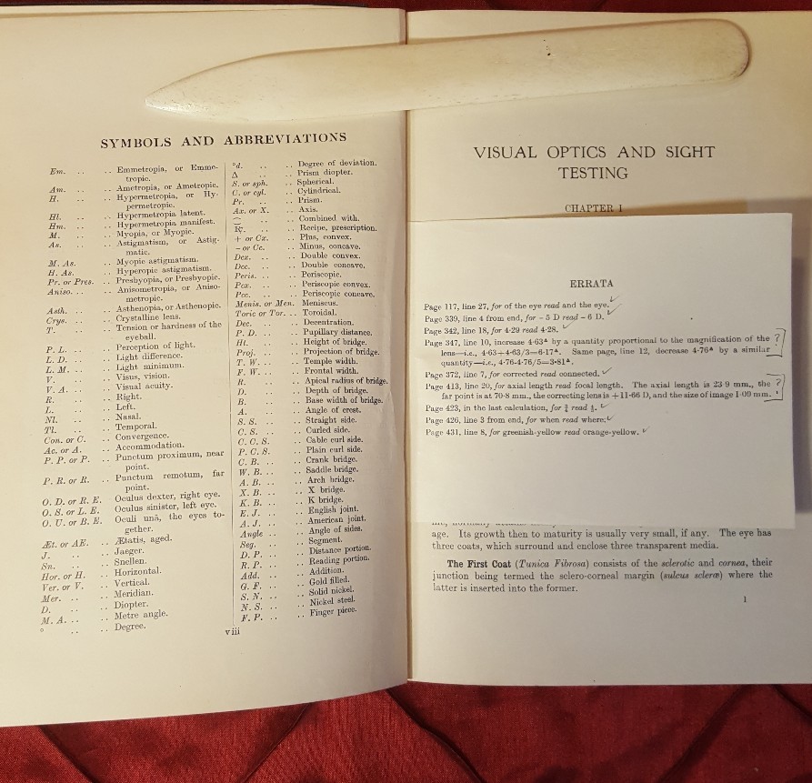 Visual Optics and Sight Testing Hardcover 1936 Lionel Laurance and H. Oscar Wood