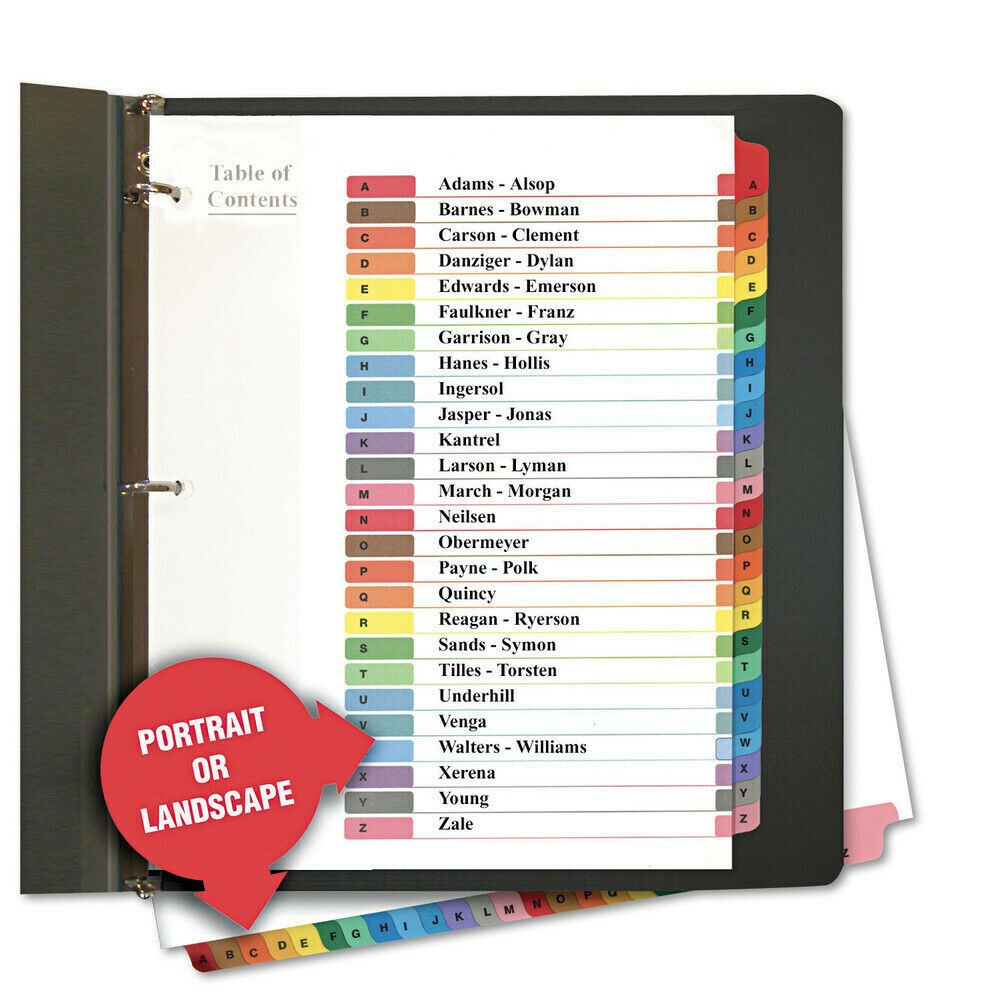 3 SETS Universal 26 Tab A-Z Deluxe Table of Contents Index Dividers QTY3 NEW WS