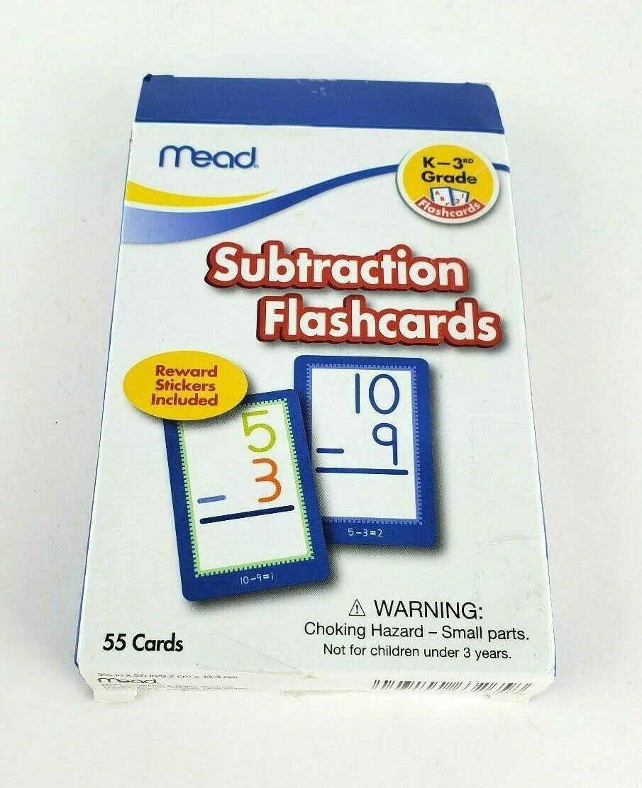 Subtraction Math Educational Home School Learning 55 Flash Cards K – 3rd Grade