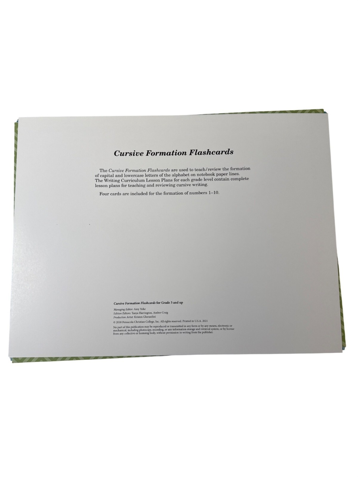 Abeka Cursive Formation Flashcards Grade 3 and Up Size 9×12~32353502 M5 33