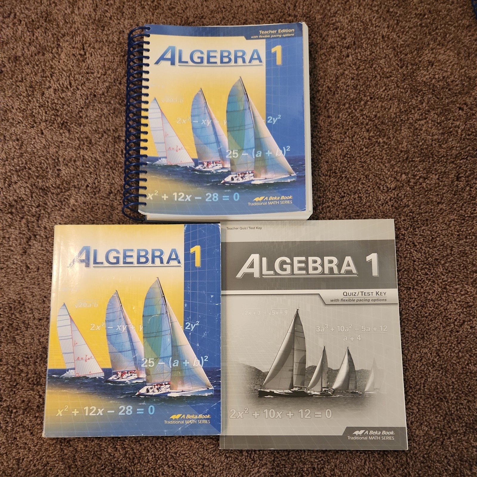 Abeka ALGEBRA 1 Homeschool Student Textbook/Teacher Solution Manual Quizzes Lot