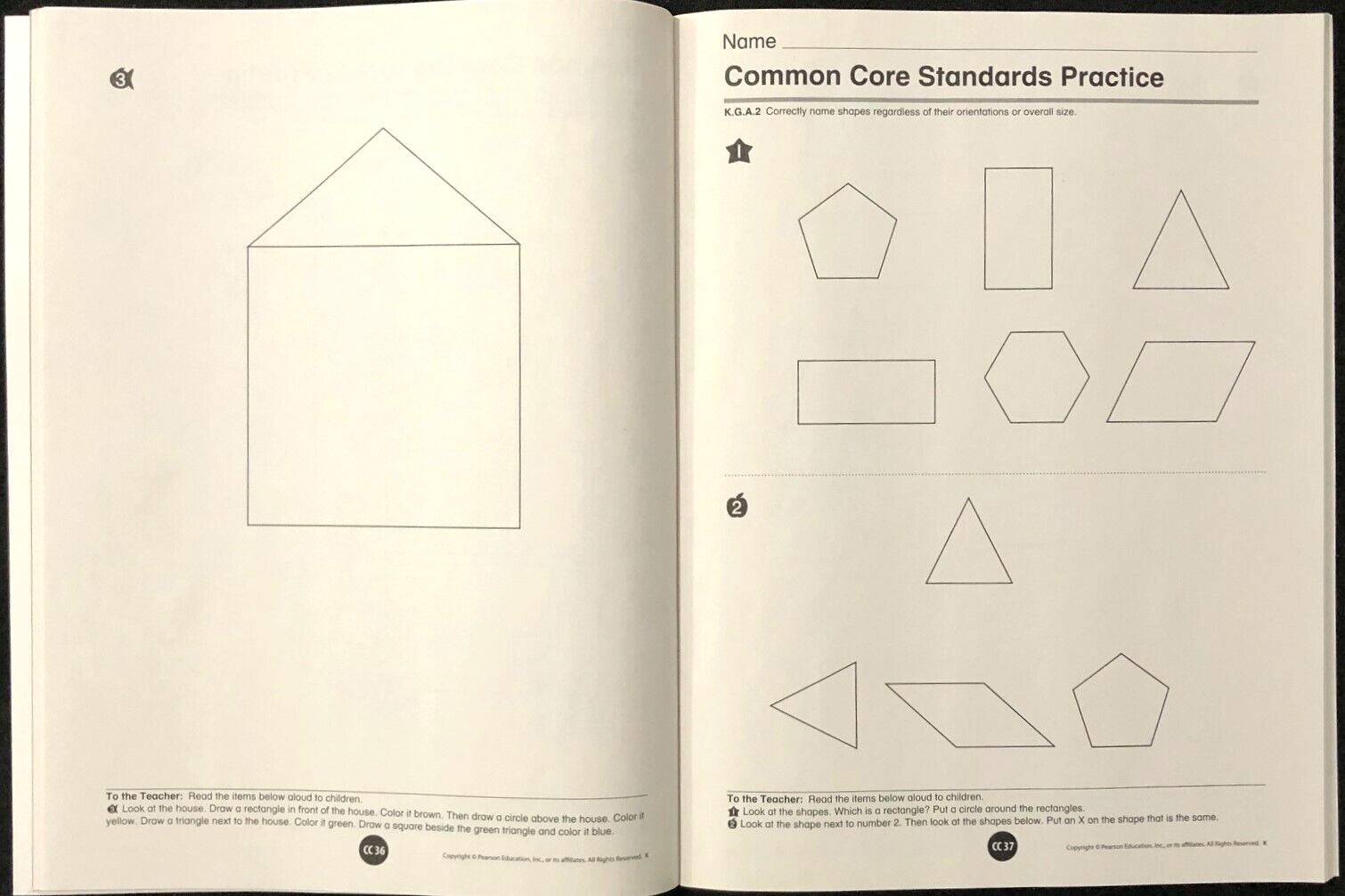 Kindergarten – Pearson enVision STANDARDS PRACTICE WORKBOOK (Teacher’s Edition)
