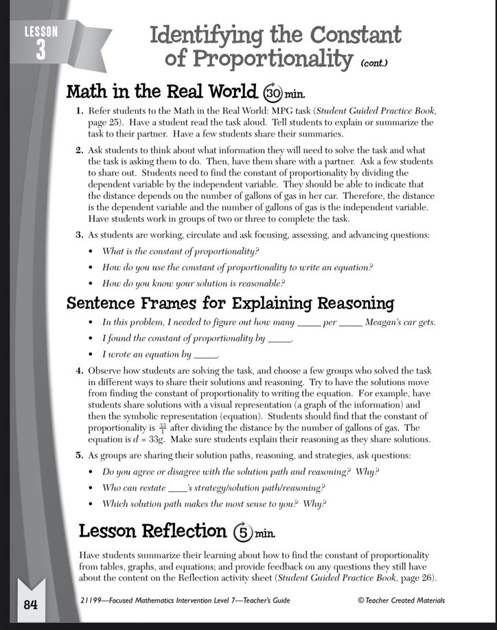 Focused Mathematics Intervention teacher created materials study TCM Level 7