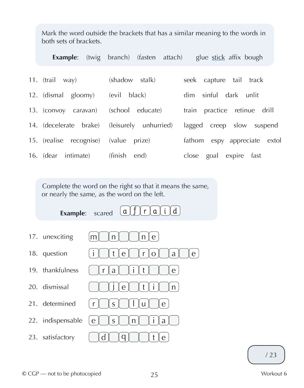 11 Plus Year 6 CEM Maths Mixed Workouts 10-Minute Tests Book 1 with Answer CGP