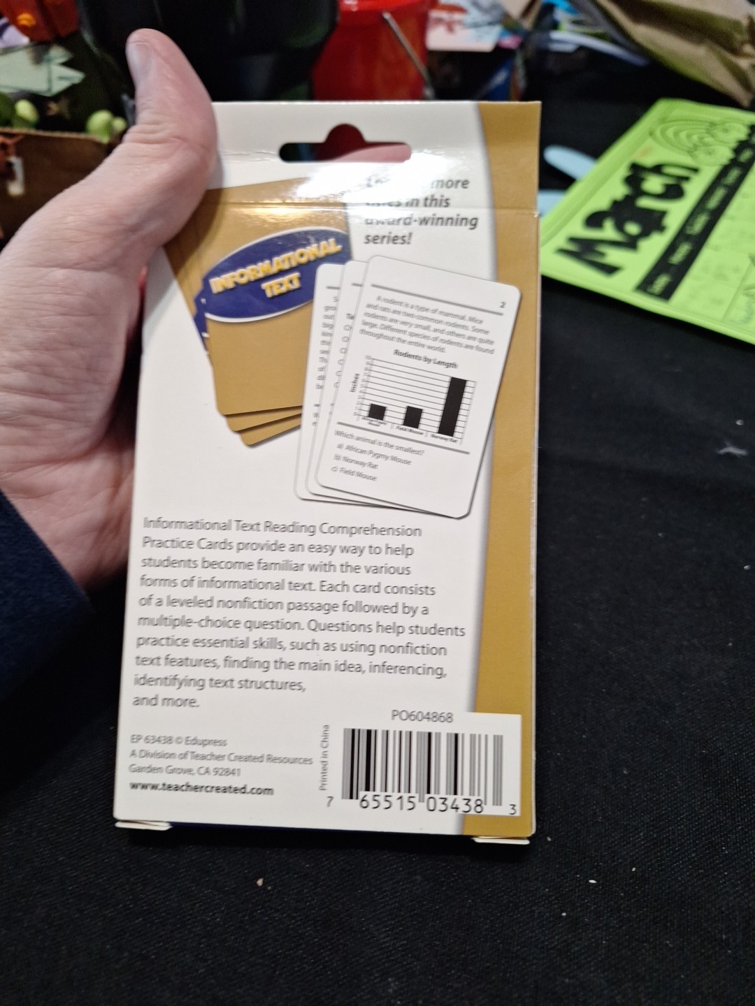 Edupress Reading Comprehension Practice Cards, Informational Text, Red Level