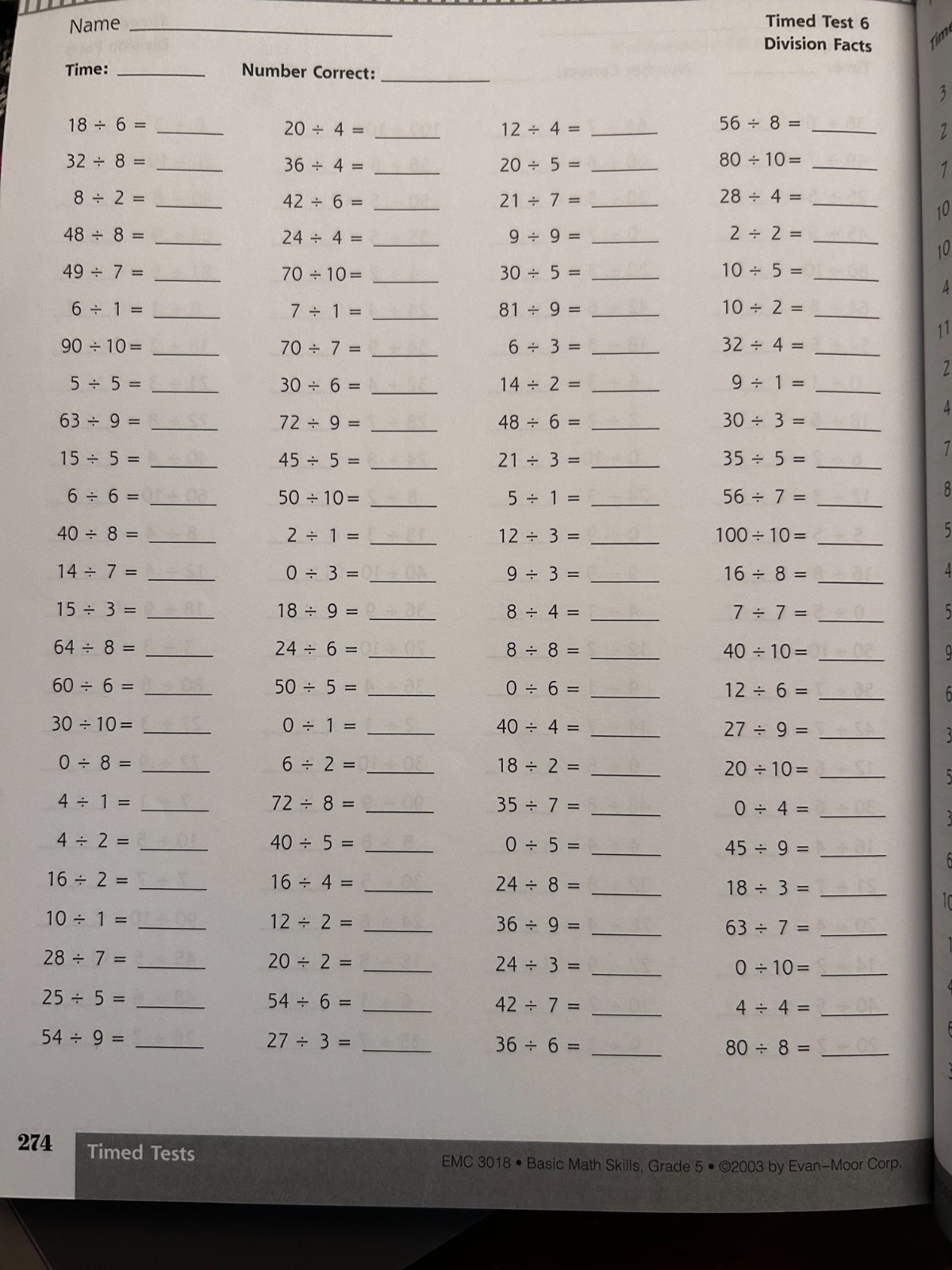 Basic Math Skills, Grade 5 Homeschool Resource