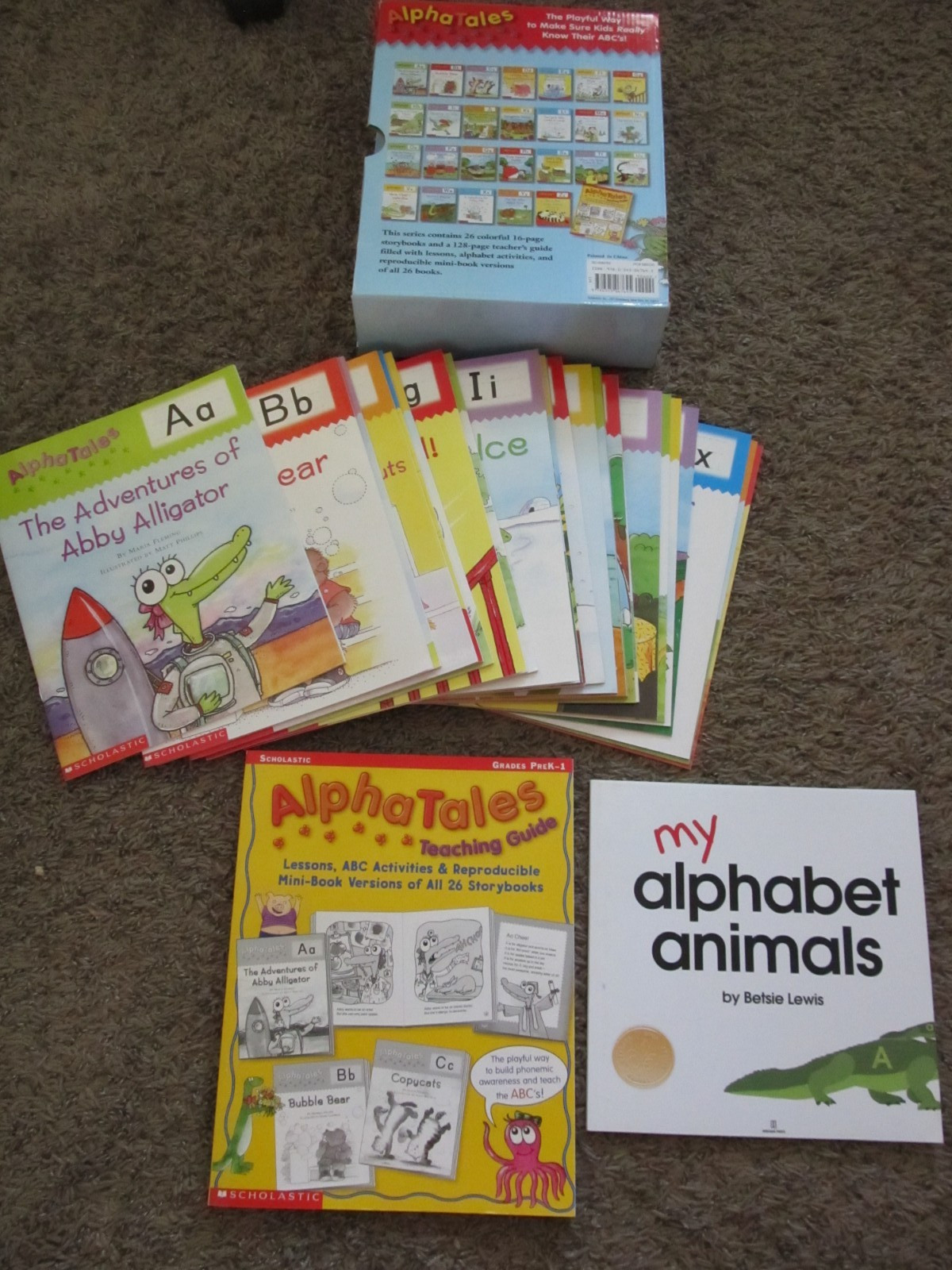 Scholastic ALPHA TALES Complete Boxed SET with Teaching Guide Book Bonus*