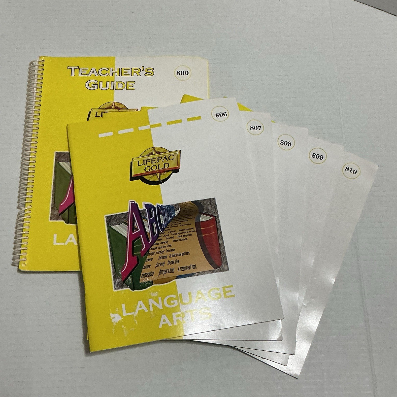 Lifepac Gold Language Arts 800 Set w/ Teacher’s Guide Grades 8 AOP Homeschool