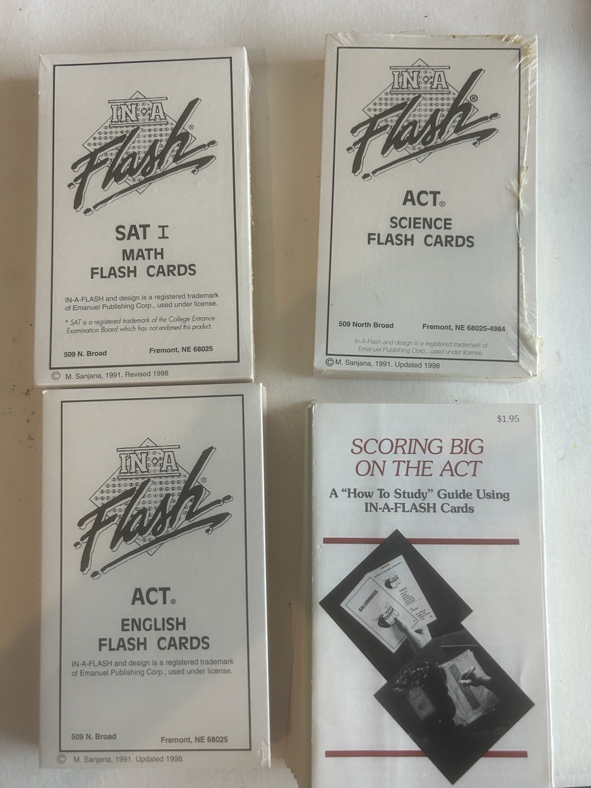 NEW 3 SEALED In A Flash SAT I Math & Verbal Flash Cards 1998 Edition Plus 1 Pack