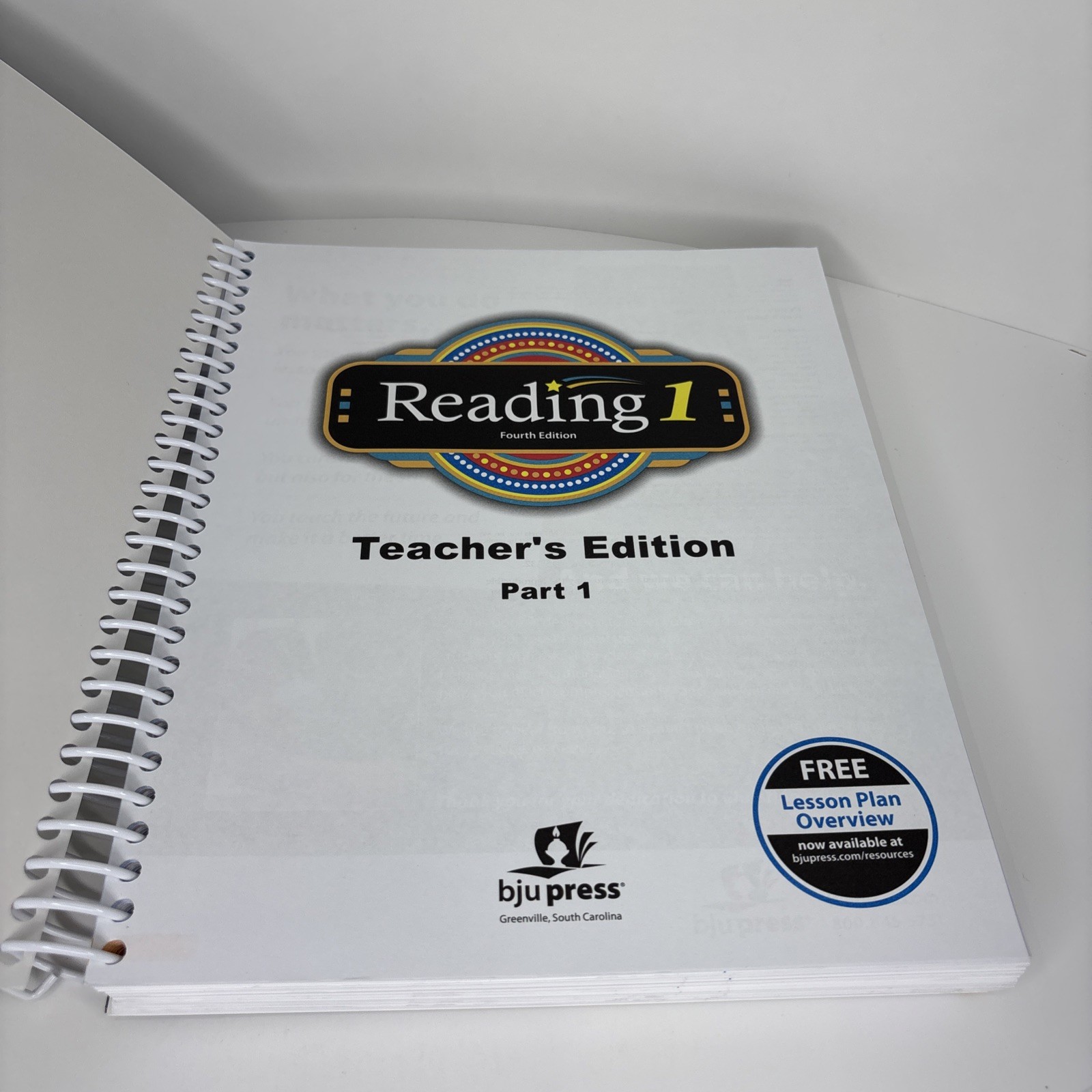 BJU Press Reading 1 Teacher’s Edition 4th Ed Parts 1‑2 w/CD-ROM Grade  1 – VGC