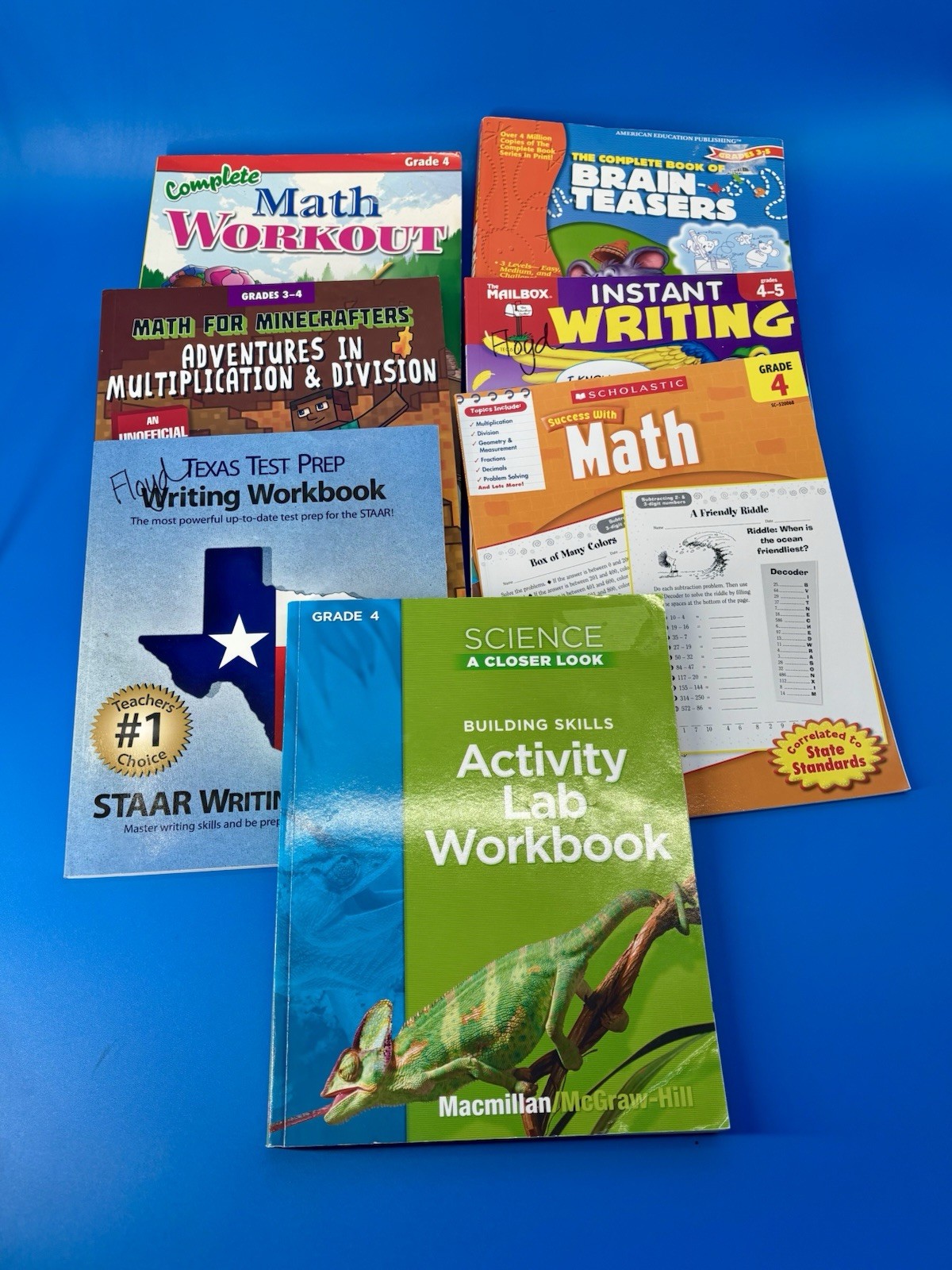 Homeschooling Books Lot 3-5 Grades Math Spelling Lab Lot Of 7 Fun Graphics