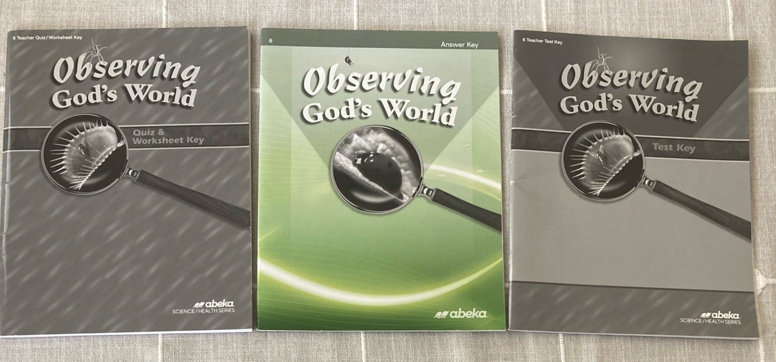 Lot 3 Abeka OBSERVING GOD’s WORLD TEACHER TEST / QUIZ & WORKSHEET / ANSWER KEY