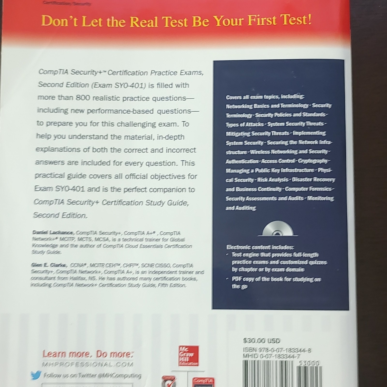 CompTIA Security+ Practice Exams 2nd Ed SY0-401 Lachance Clarke Book