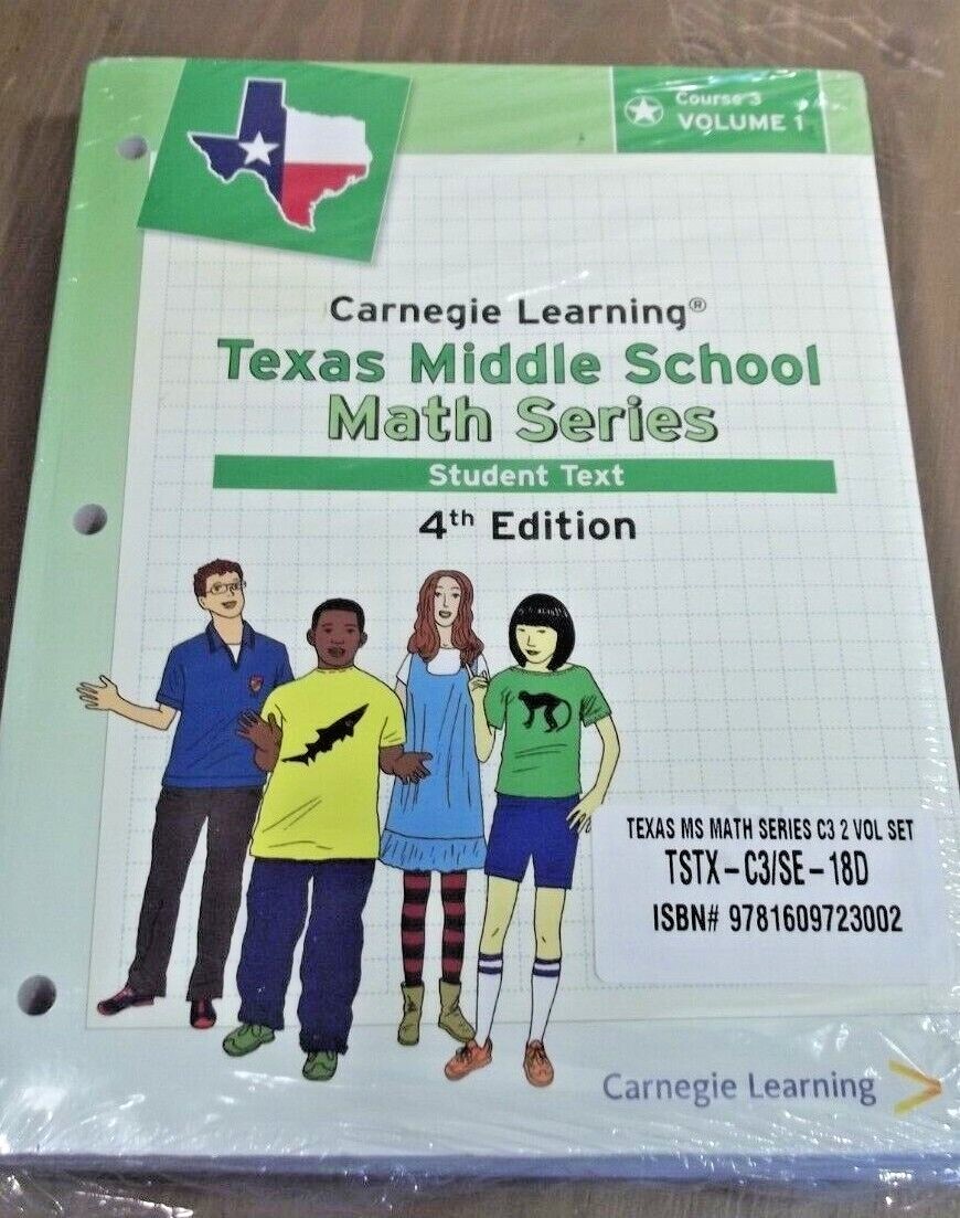 Carnegie Learning Texas Middle School Math Series Student Course 3 Vol 1 & 2 NEW
