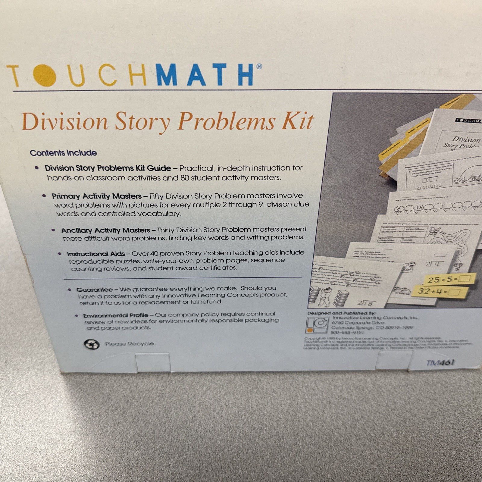 TouchMath Division Story Problems Kit TM461 Series A 1st Ed Homeschool Math