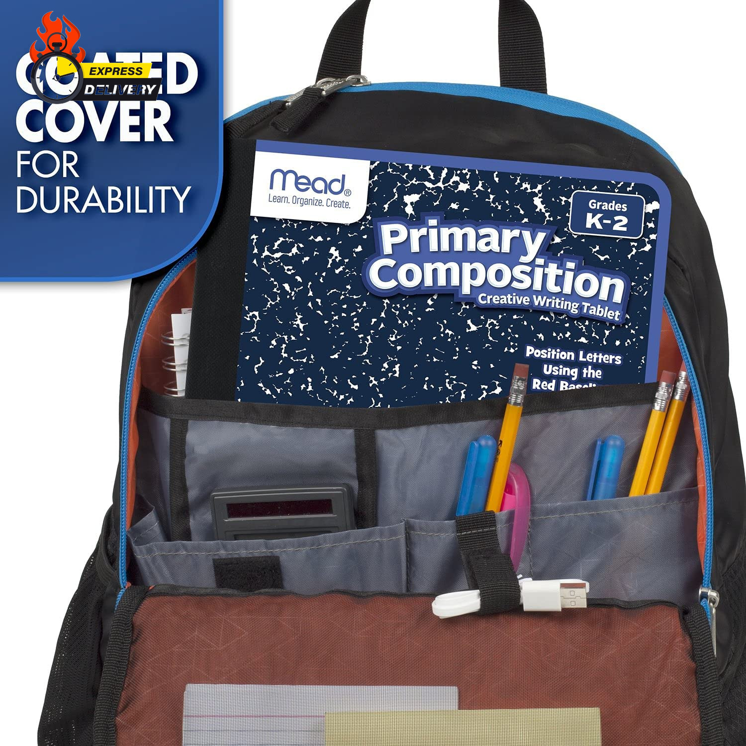 Primary Composition Notebook, Wide Ruled Paper, Grades K-2 Writing Workbook, 9-3