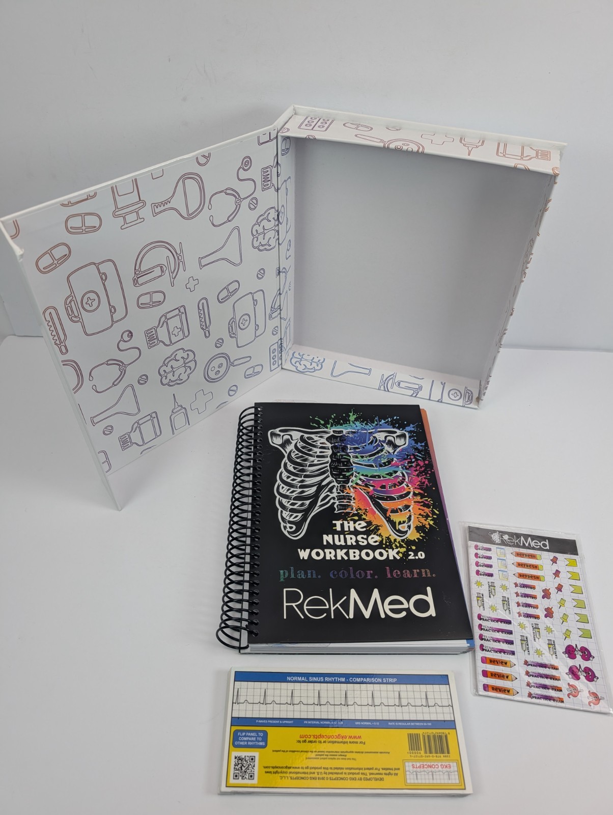 RekMed The Nurse Workbook 2.0 Study Guide Test Prep ECG Strips Stickers Box Set