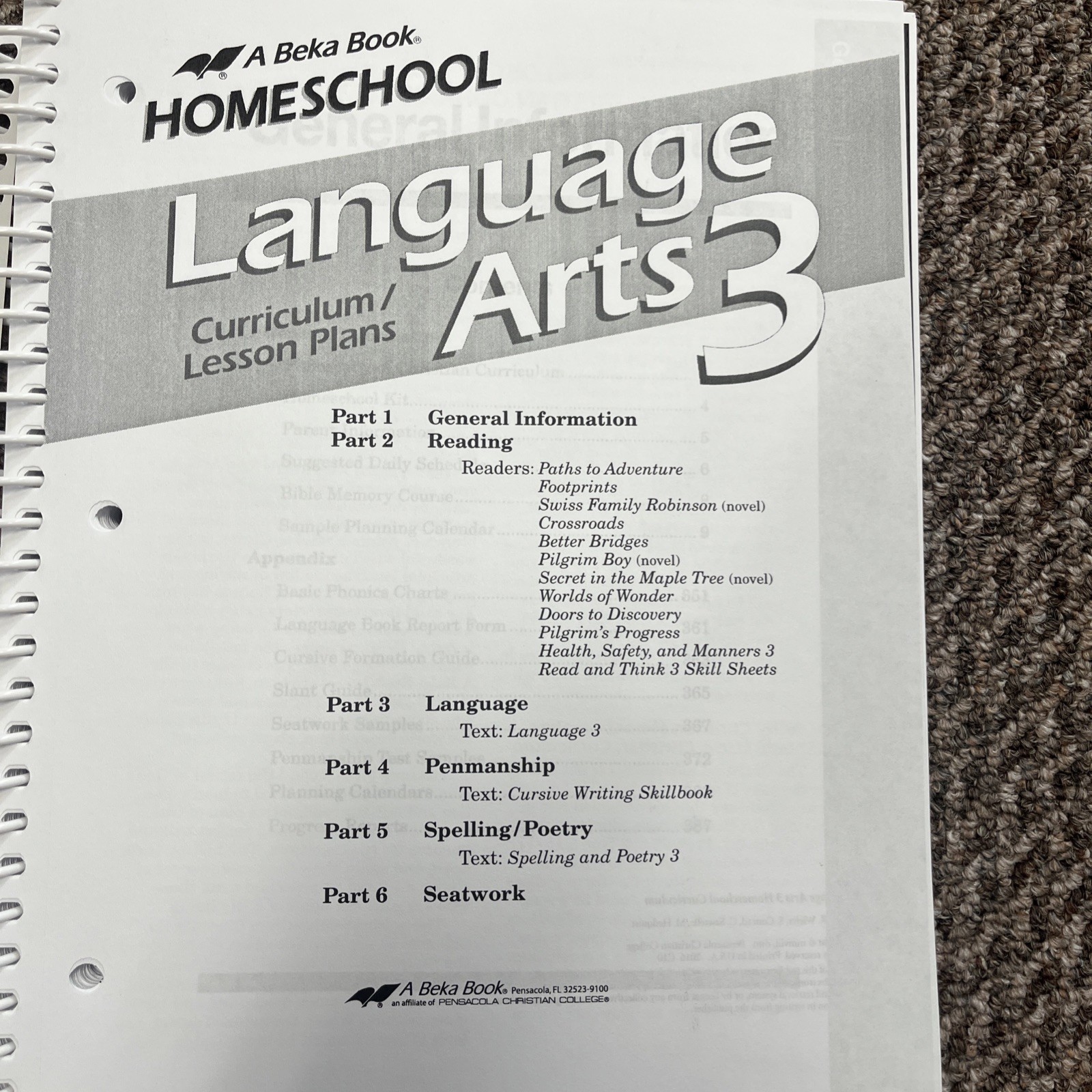 Abeka Language Arts 3 Curriculum / Lesson Plans Grade 3 Spiral Bound