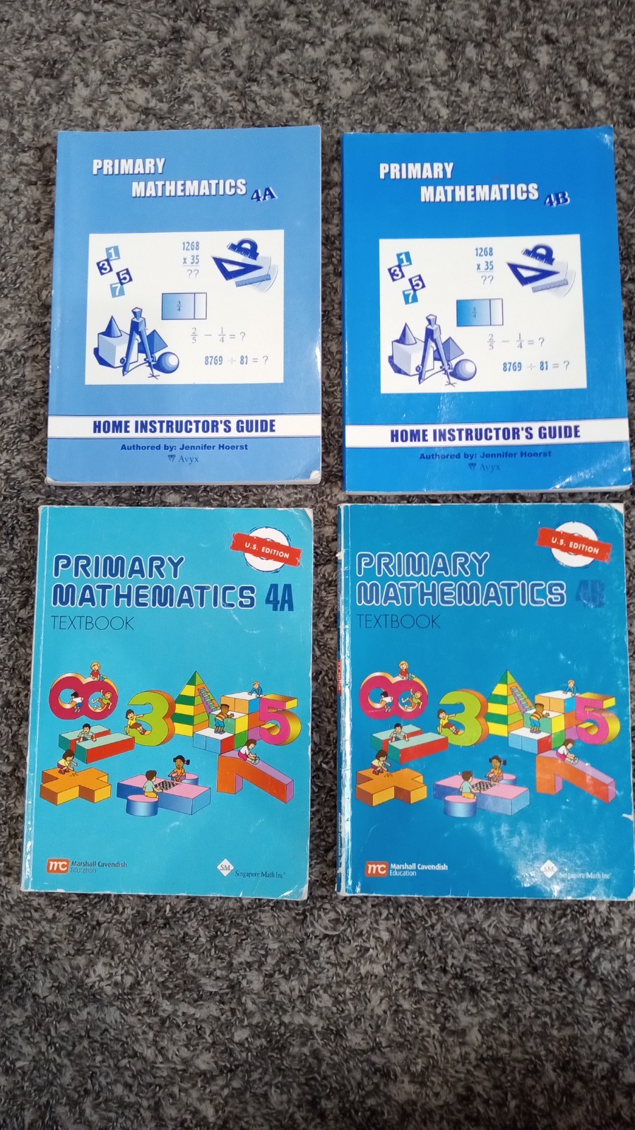 Singapore Math lot of 4 books, Primary Mathematics 4 4A & 4B for homeschooling