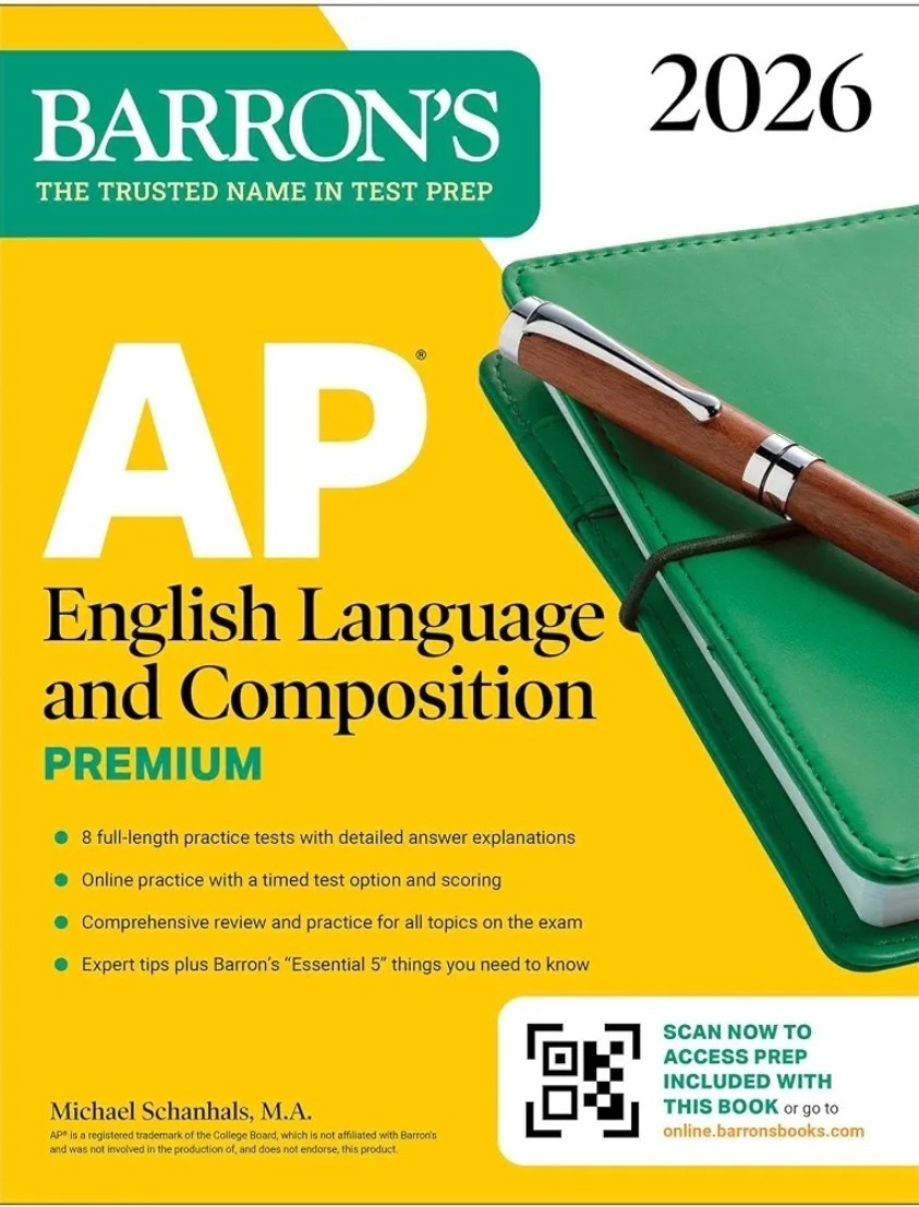 New Barron’s AP English Language & Composition Premium 2026 Prep Paperback 348p