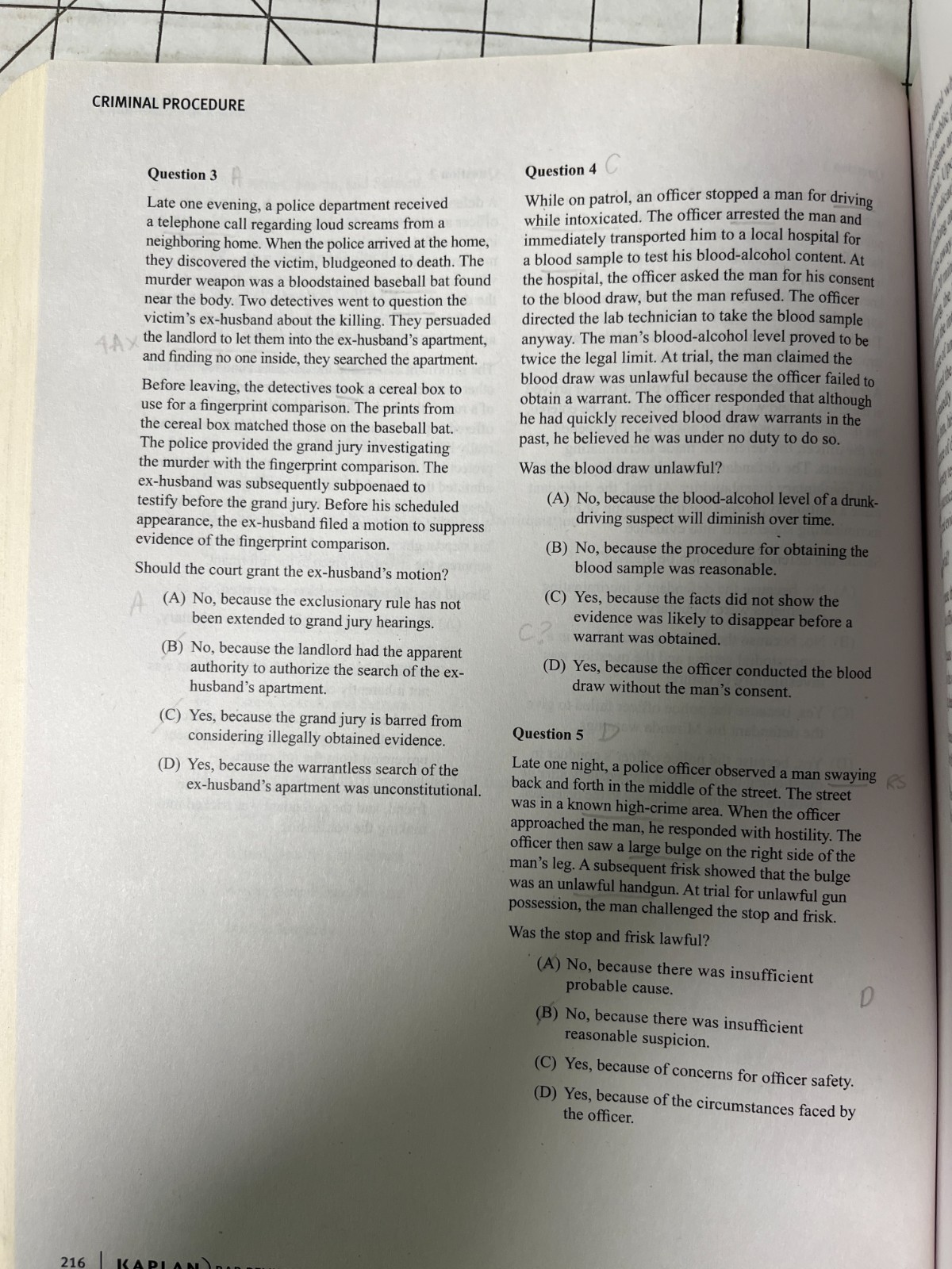 Kaplan Bar Review Multiple-Choice Practice Questions and Explanations 2024-2025