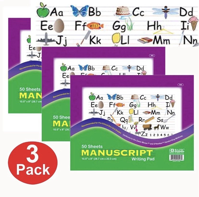 3 Practice Numbers Manuscript Printing Alphabet Hand Writing Workbook Pads