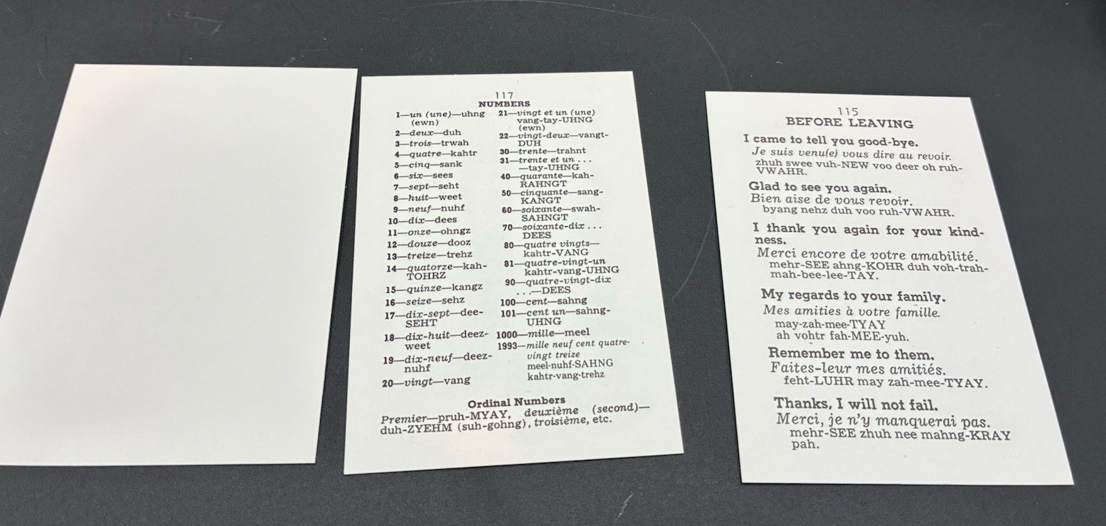 French Compact Conversation Facts Study Cards Visual Education Barely Used