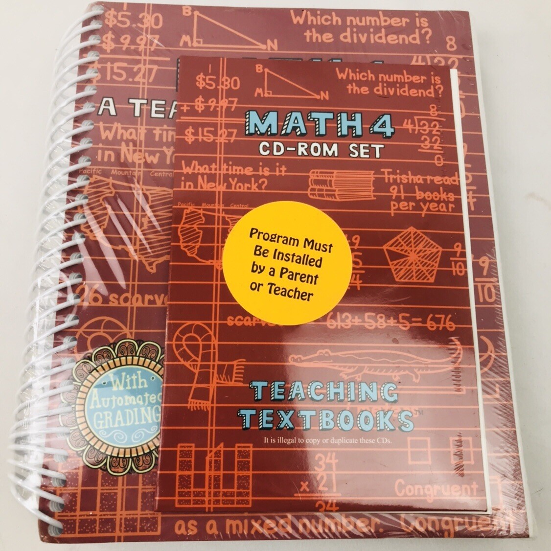 A Teaching Textbooks MATH 4: COMPLETE CD-ROM SET Homeschool Textbook Answer Book