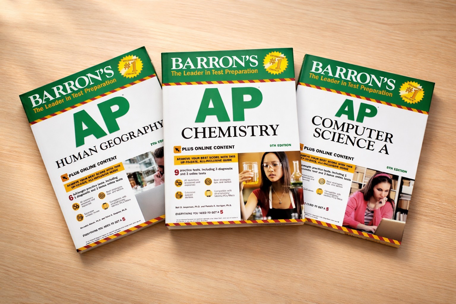 Barron’s AP Prep Textbook Bundle (3) Chemistry, Comp Science A, Human Geography