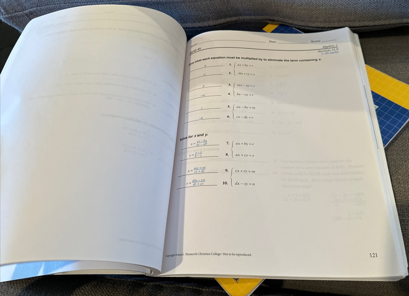 A Beka Algebra 1 Solution Key and Test Quiz Key