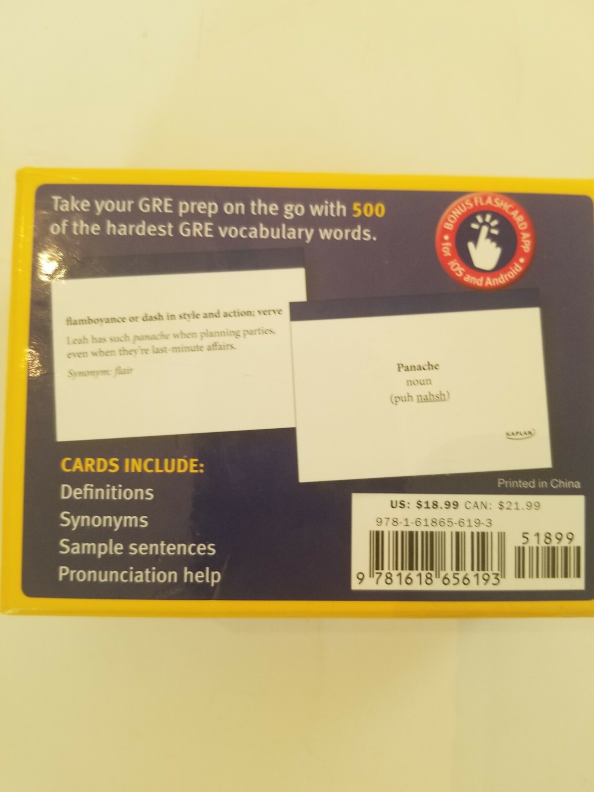 Kaplan Test Prep GRE® Vocabulary Kaplan 500 Flash Cards GRE Practice Study Set