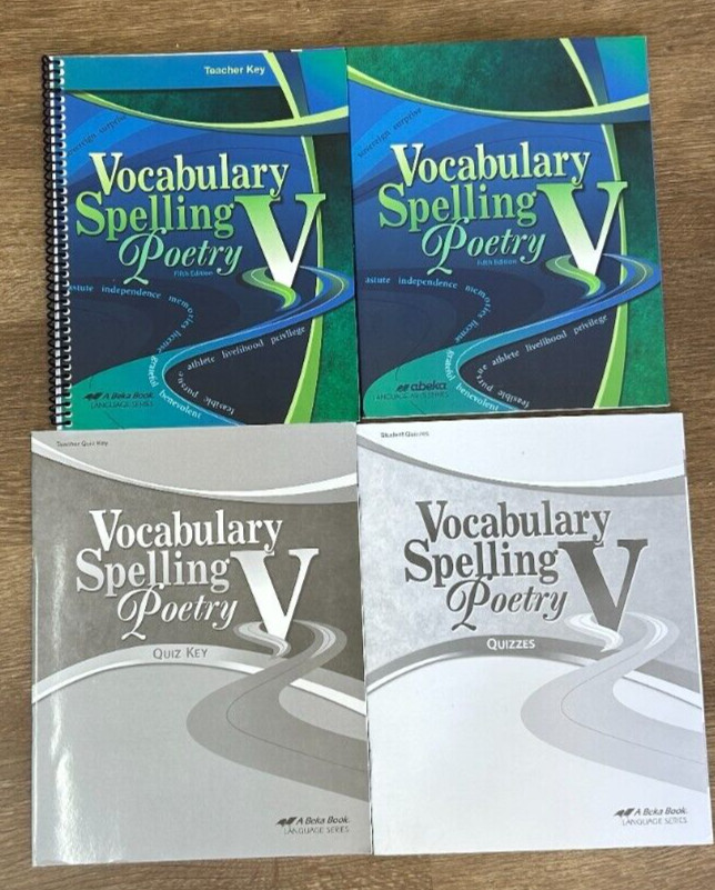 Abeka Vocabulary Spelling Poetry V 5th ed., student books and keys (2012)