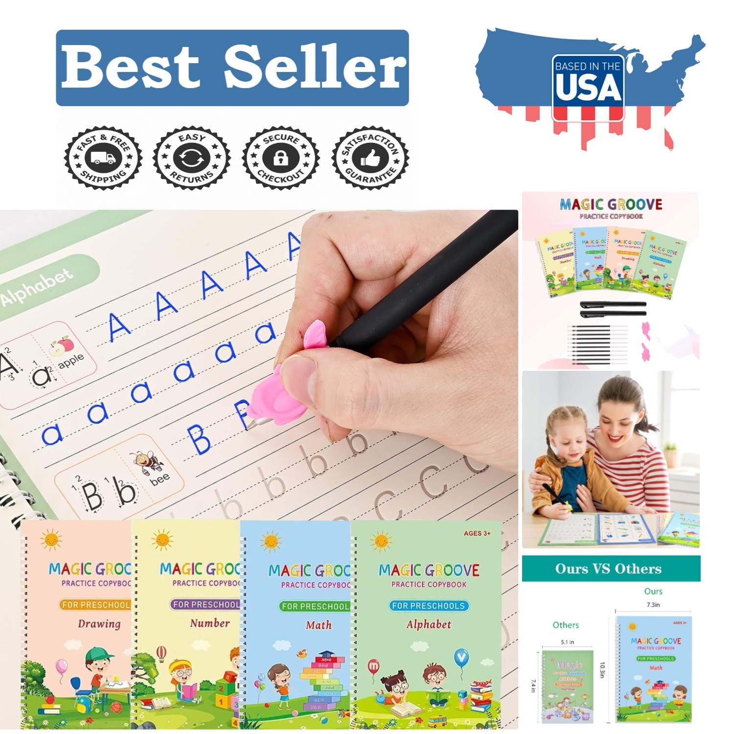 Engaging Handwriting Practice Set – Magic Grooved Workbook for Young Learners