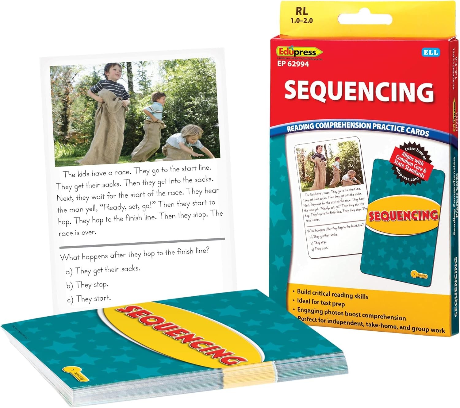 Edupress Reading Comprehension Practice Cards, Informational Text, Red Level