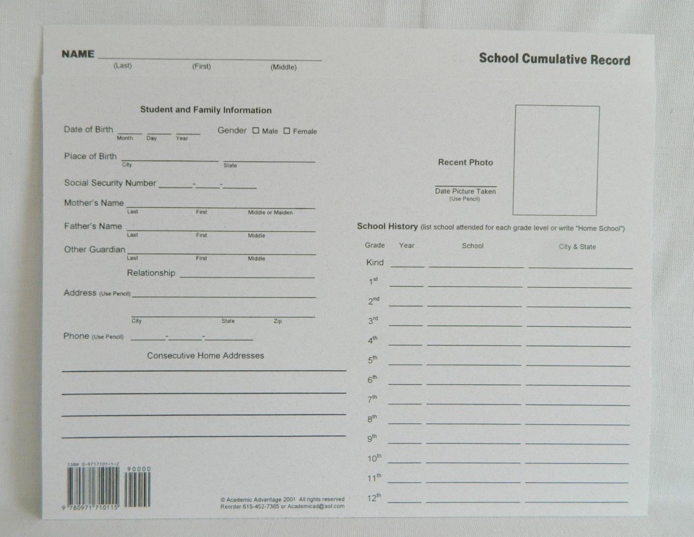 Transcript Cumulative Folders, Pk of 25, Use w. Record keeping & Grades K-12th
