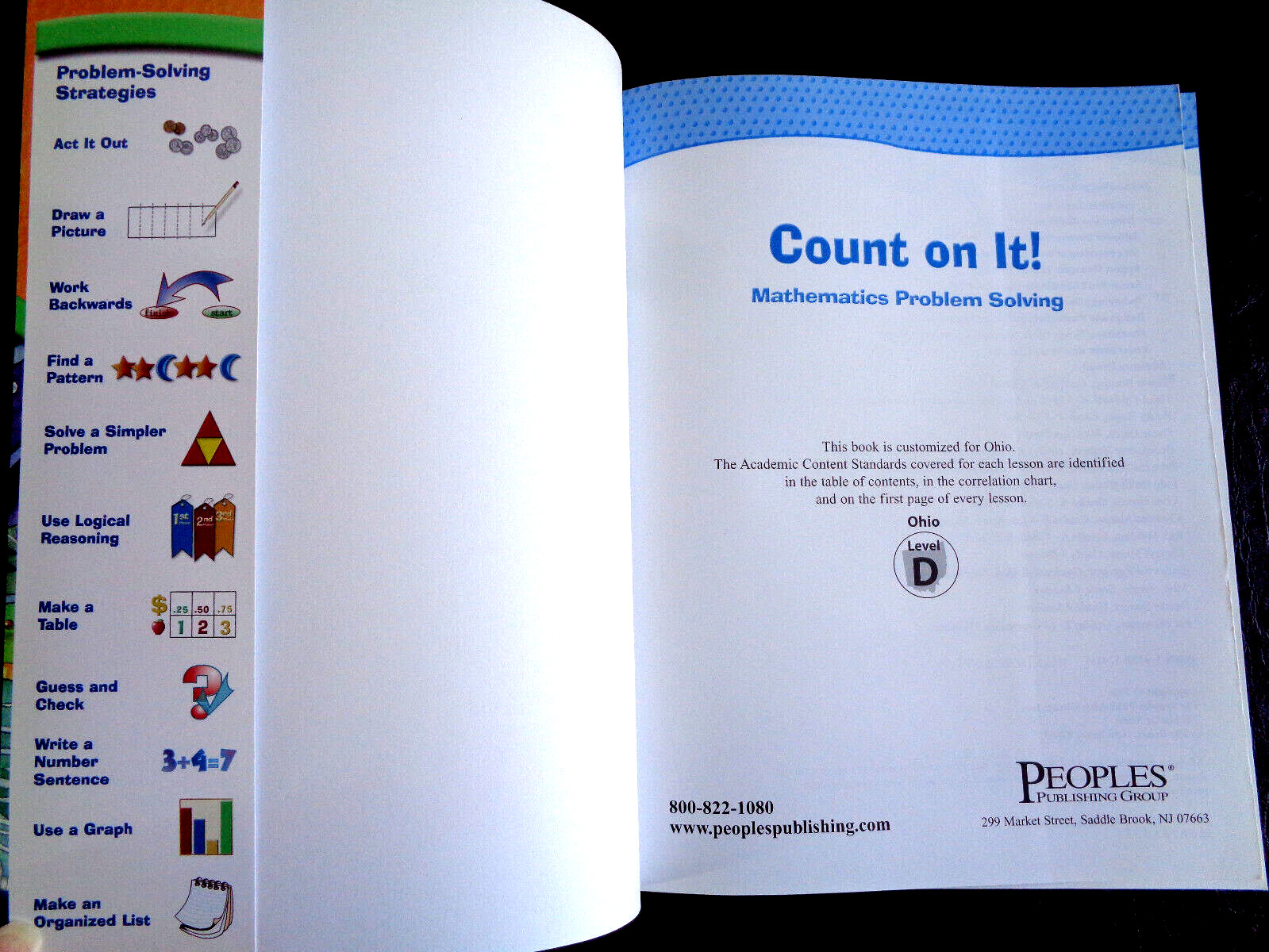 Count On It! Mathematics Problem Solving Ohio Level D Peoples Publishing 2006
